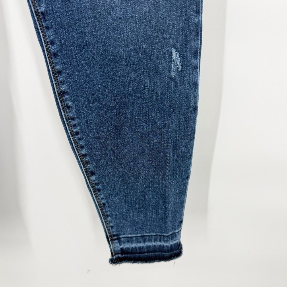 Spanx Womens Large Jean-ish Leggings Distressed Blue Denim‎ Slimming Ankle Pants - Picture 4 of 8